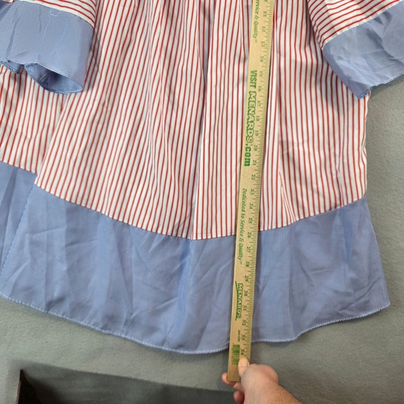 INA Striped Cold Shoulder A-line Dress Red White & Blue Americana Patriotic sz L - Picture 8 of 12